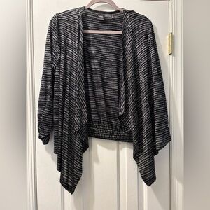 Rafaella Black and shiny silver Striped Sweater in a size Large. Rafaella.